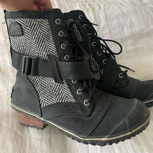 Sorel Footwear Duck Boots in Black and Herringbone